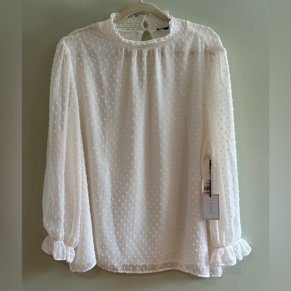 1. State Tops - 1. State Women's Cream Textured Blouse